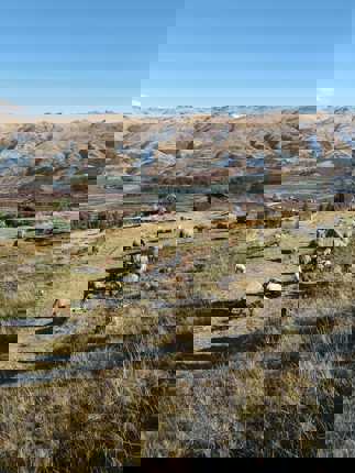 Traditional farming scene in Peru's Sacred Valley, set against the Andean highlands.