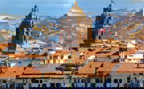 Cusco's Plaza de Armas and cathedral sit beneath the Andes in Peru's historic capital. 