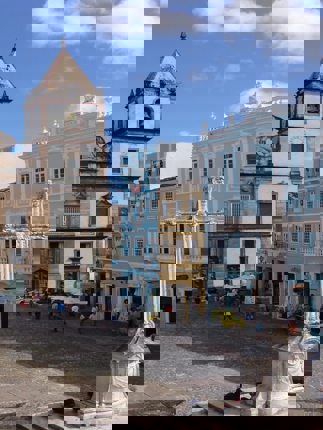 Historic Sao Francisco Church and colourful colonial buildings in Pelourinho, Salvador, Brazil.