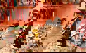 Traditional Andean weaving with natural dyes in the Sacred Valley, Peru.