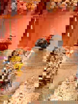 Traditional Andean weaving with natural dyes in the Sacred Valley, Peru.