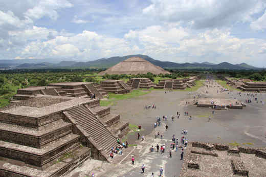 Mexico- Expansive view of Teotihuacan's ancient pyramids and the Avenue of the Dead. 
