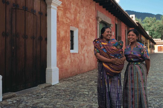 Antigua ladies in local weavings